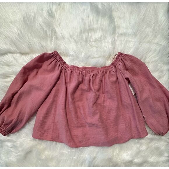 Top Shop Women's Off Shoulder Crop Top Pink Balloon Sleeve Size 8 - Picture 3 of 9